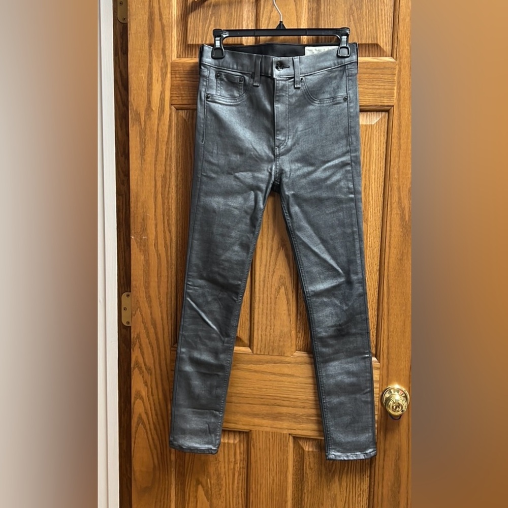 Rag And Bone grey metallic jeans